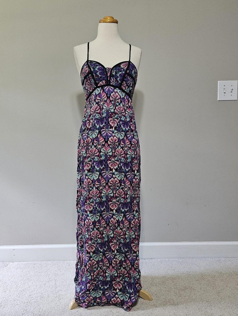 Xhilaration Boho Smocked Maxi Dress Size S